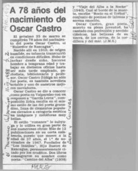 A 78 años del nacimiento de Oscar Castro  [artículo] J. M. S.