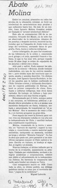 Abate Molina  [artículo] Miguel Laborde.