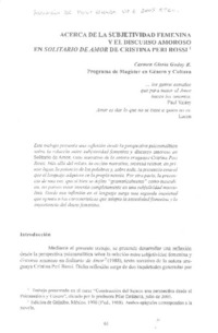 Acerca de la subjetividad femenina y el discurso amoroso en Solitario de amor de Cristina Peri Rossi  [artículo]Carmen Gloria Godoy R.