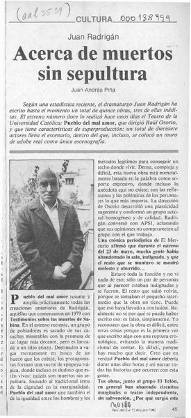 Acerca de muertos sin sepultura  [artículo] Juan Andrés Piña.