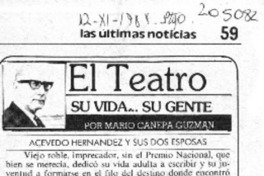 Acevedo Hernández y sus dos esposas  [artículo] Mario Cánepa Guzmán.