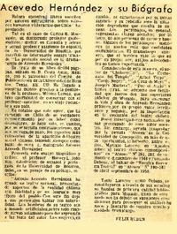 Acevedo Hernández y su biógrafo  [artículo] Félix Rubén.