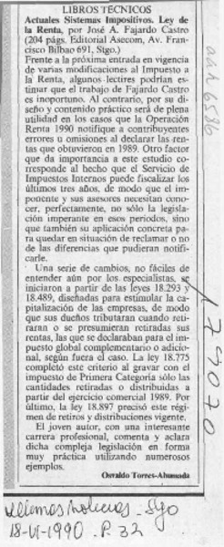 Actuales sistemas impositivos  [artículo] Osvaldo Torres-Ahumada.