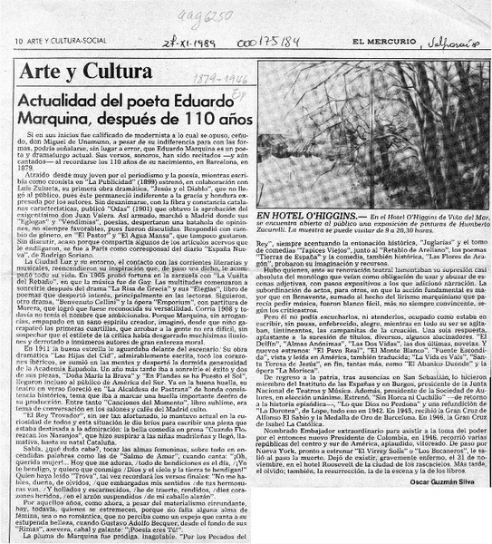 Actualidad del poeta Eduardo Marquina  [artículo] Oscar Guzmán Silva.