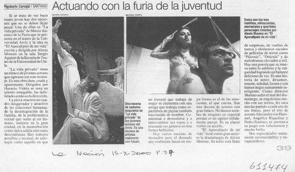 Actuando con la furia de la juventud  [artículo] Rigoberto Carvajal