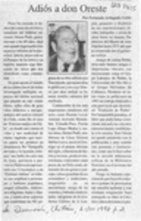 Adiós a don Oreste  [artículo] Fernando Arriagada Cortés.