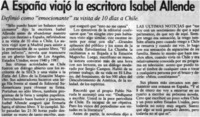 A España viajó la escritora Isabel Allende