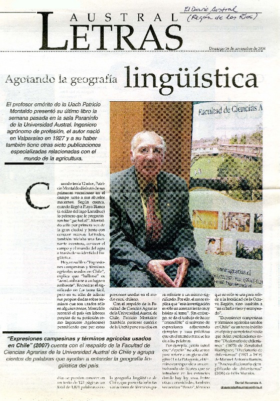 Agotando la geografía lingüística  [artículo] Daniel Navarrete.