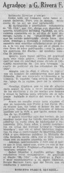 Agradece a G. Rivera F.