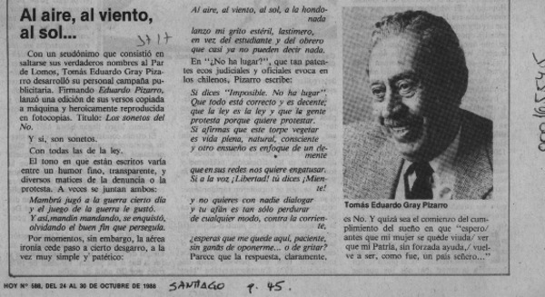 Al aire, al viento, al sol --  [artículo].
