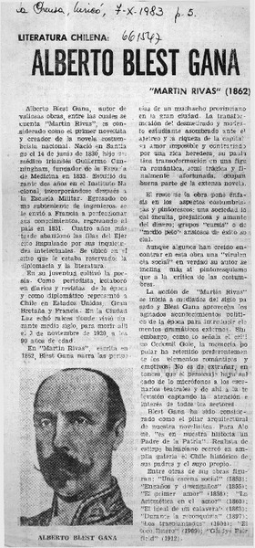 Alberto Blest Gana.  [artículo]
