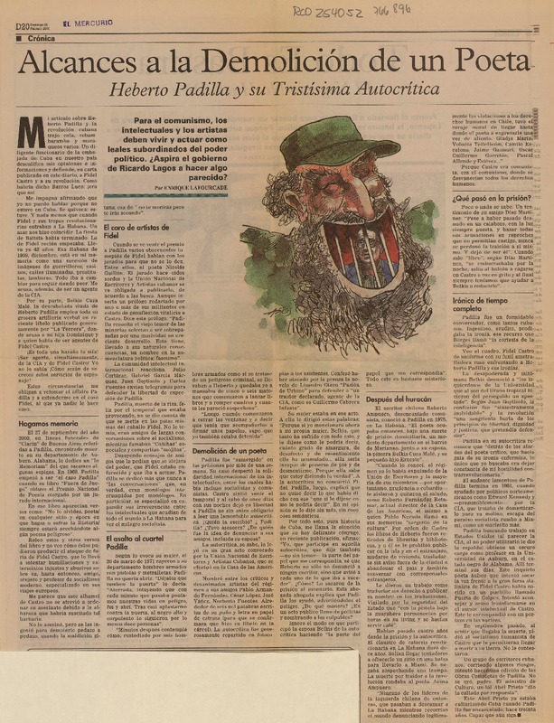 Alcances a la demolición de un poeta  [artículo] Enrique Lafourcade.