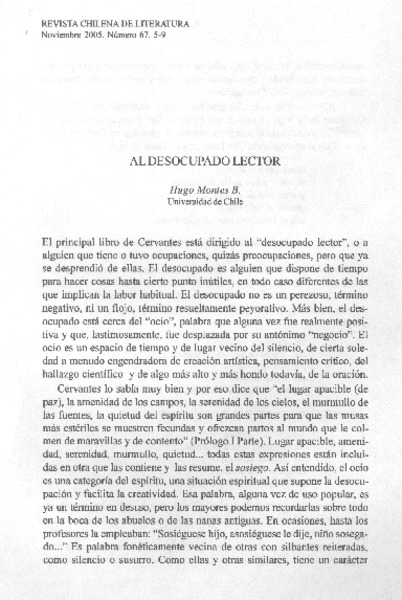 Al desocupado lector