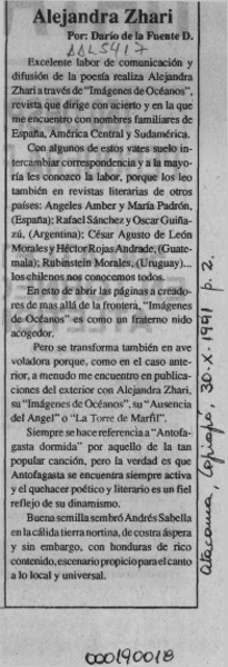 Alejandra Zarhi  [artículo] Darío de la Fuente D.