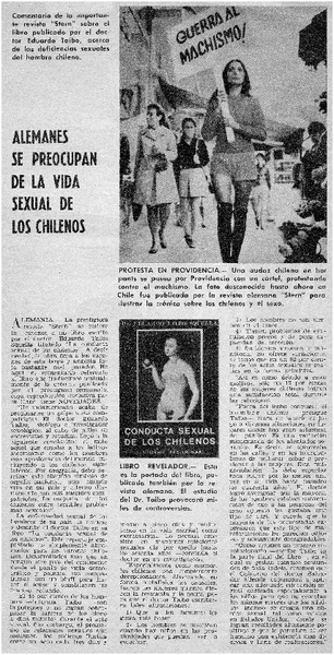 Alemanes se preocupan de la vida sexual de los chilenos.