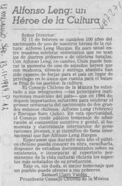 Alfonso Leng: un héroe de la cultura