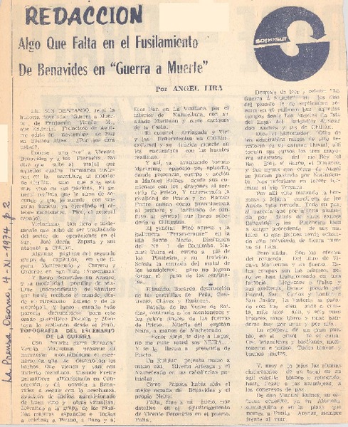 Algo que falta en el fusilamiento de Benavides en "guerra a muerte"