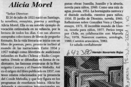 Alicia Morel  [artículo] Hernán Navarrete Rojas