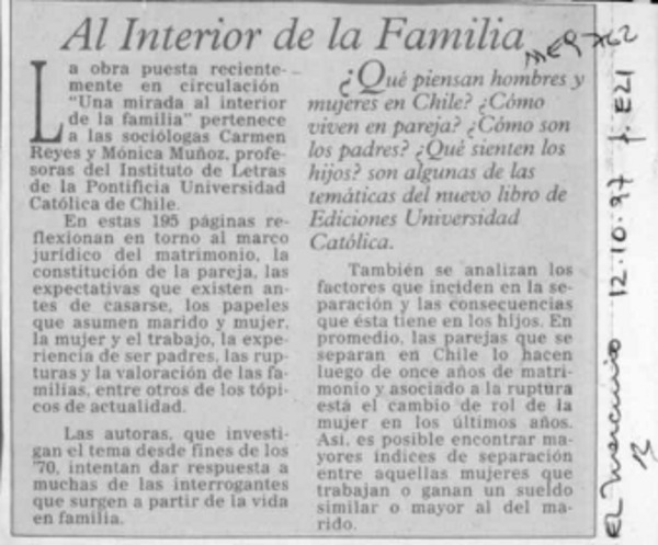 Al interior de la familia  [artículo].