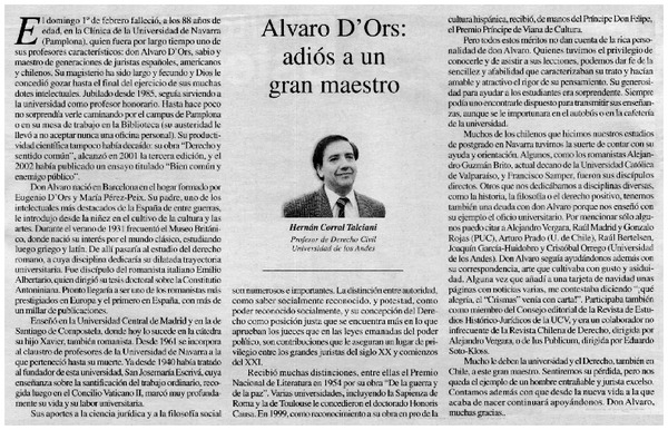 Alvaro D'Ors : adiós a un gran maestro