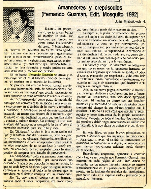 Amaneceres y crepúsculos  [artículo] Juan Mihovilovic H.