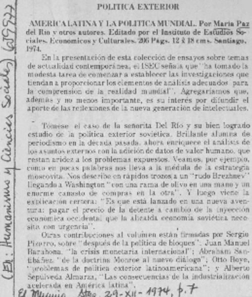 América Latina y la política mundial.  [artículo]