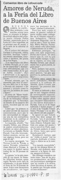 Amores de Neruda a la Feria del Libro de Buenos Aires  [artículo].