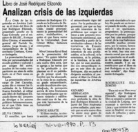 Analizan crisis de las izquierdas  [artículo].
