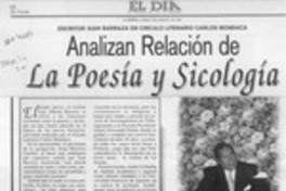Analizan relación de la poesía y sicología  [artículo].