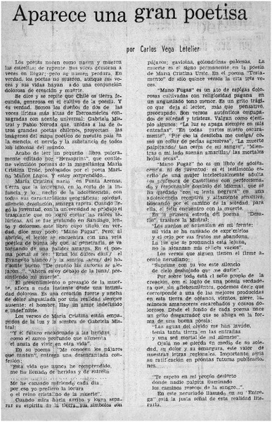 Aparece una gran poetisa
