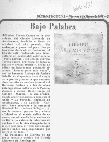 Bajo palabra.