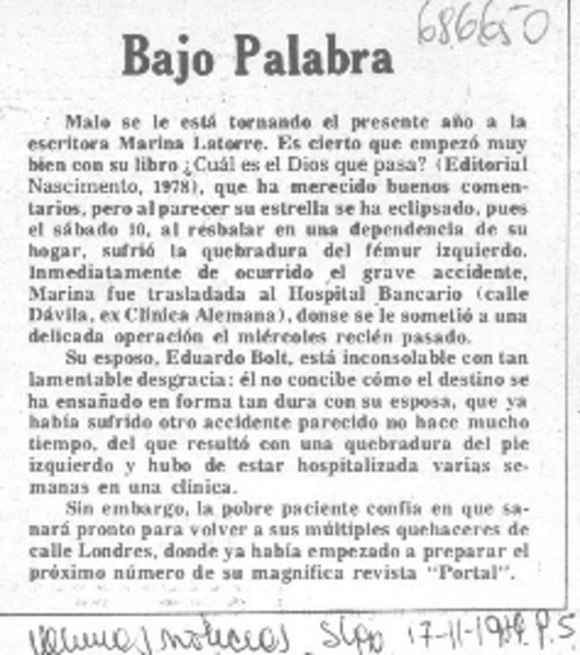 Bajo palabra.