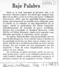 Bajo palabra.