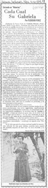 Cada cual su Gabriela