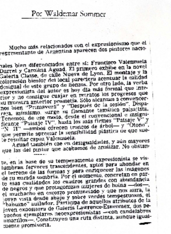 [Carolina Aguad]  [artículo] Waldemar Sommer.