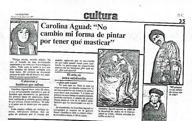 Carolina Aguad: "no cambio mi forma de pintar por tener qué masticar".  [artículo]