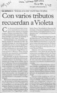 Con varios tributos recuerdan a Violeta