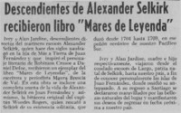 Descendientes de Alexander Selkirk recibieron libro "Mares de leyenda".
