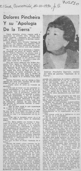 Dolores Pincheira y su "Apología de la tierra".