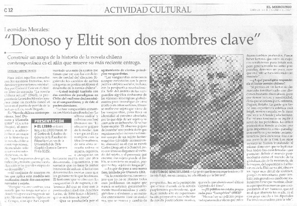 Donoso y Eltit son dos nombres clave [entrevista]