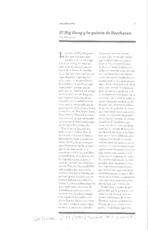 El Big Bang y la quinta de Beethoven  [artículo] Raúl Zutira.