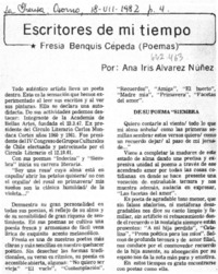 Escritores de mi tiempo  [artículo] Ana Iris Álvarez Núñez.