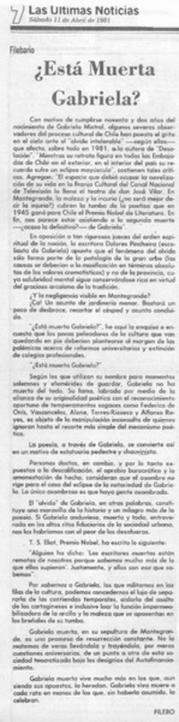 Está muerta Grabriela?