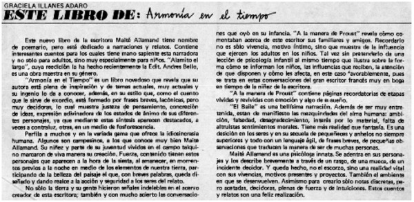 Este libro de, Armonía en el tiempo