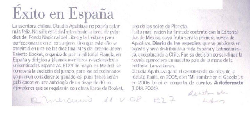 Éxito en España  [artículo].