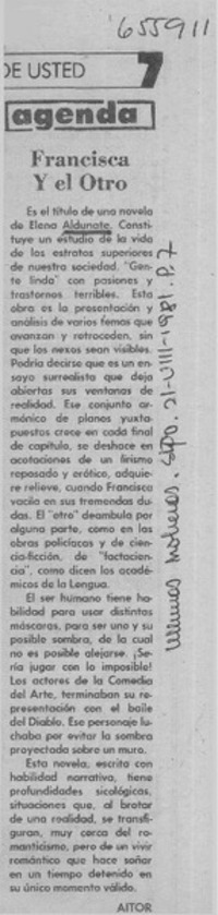 Francisca y el otro  [artículo] Aitor.