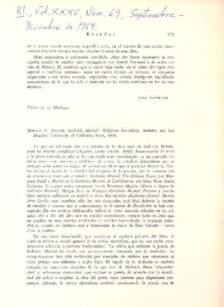 Gabriela Mistral's religious sensibility