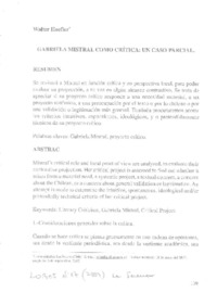 Gabriela Mistral como crítica  [artículo] Walter Hoefler.