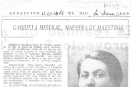 Gabriela Mistral, maestra de maestros