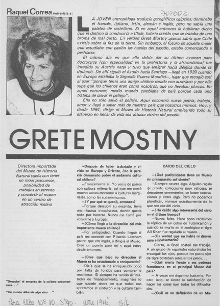 Grete Mostny : [entrevista]
